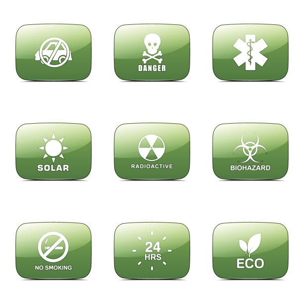 警告标志正方形向量绿色图标设计集图片下载