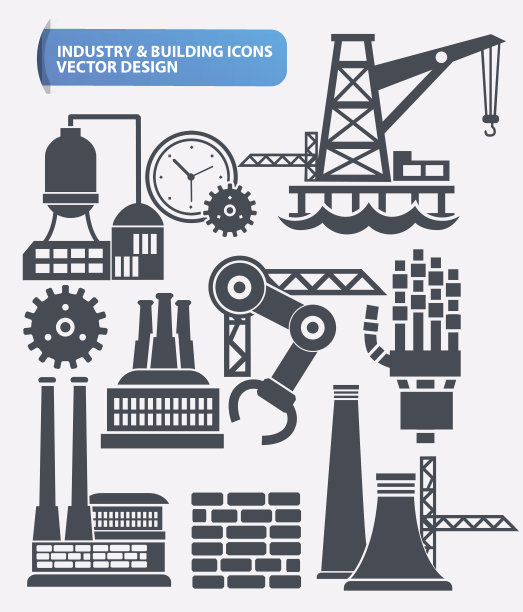 工业和建筑图标设计，洁净向量图片下载