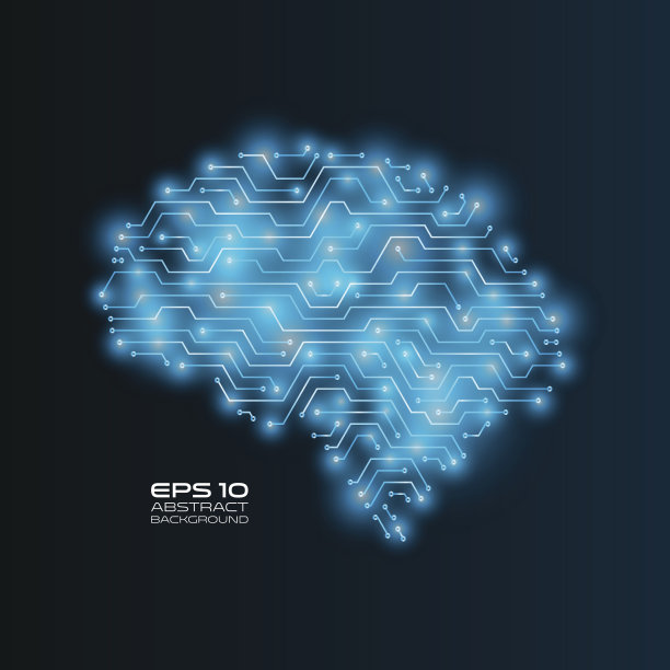 画人脑的电路板。未来的矢量插图。图片下载