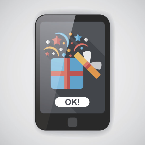 购物礼品平面图标与长影子，eps10图片下载