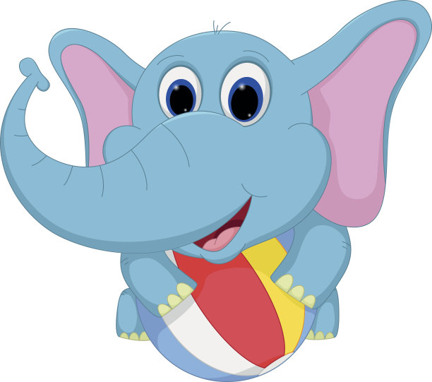 快乐象卡通玩球图片下载