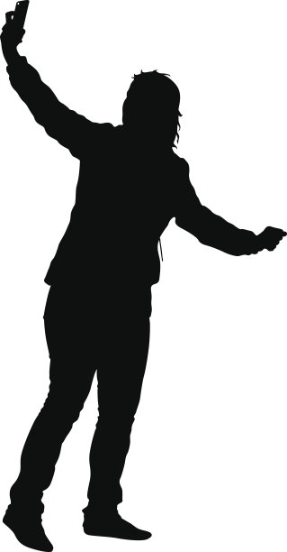 在白色背景下用智能手机自拍的女性剪影。矢量图图片下载