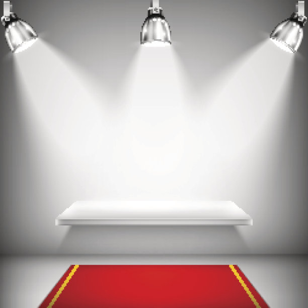 装饰有红地毯的书架图片下载