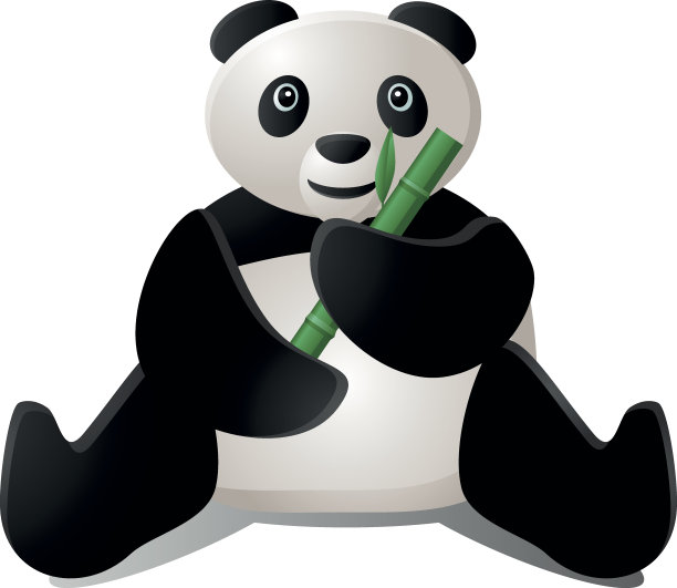 熊猫坐着吃竹子矢量图标图片下载