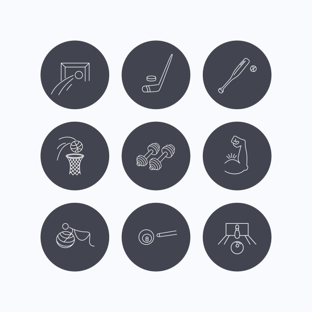 足球，冰球和健身运动图标。图片下载