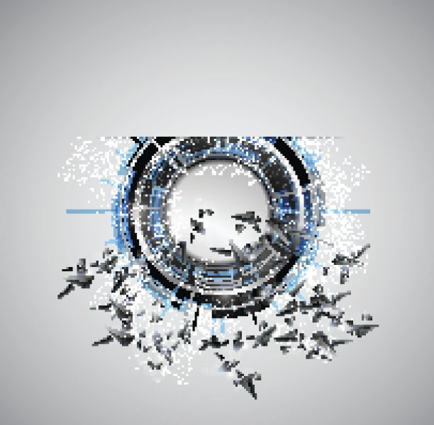 抽象蓝色技术背景与现代数字元素。图片下载