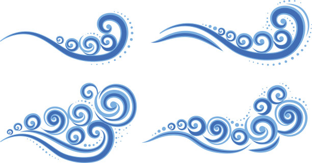 卷曲的蓝色波浪图片下载