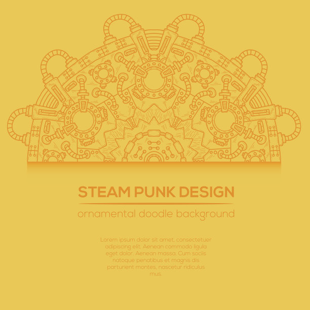 蒸汽朋克矢量设计与工业技术元素图片下载