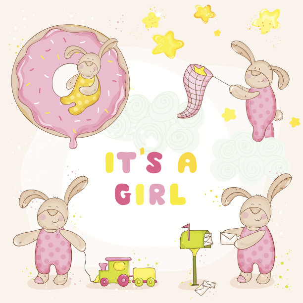 一套宝宝兔子-宝宝淋浴或到达卡图片下载