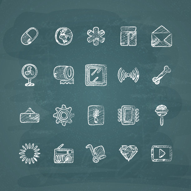 通用粉笔图标在涂鸦风格14图片下载