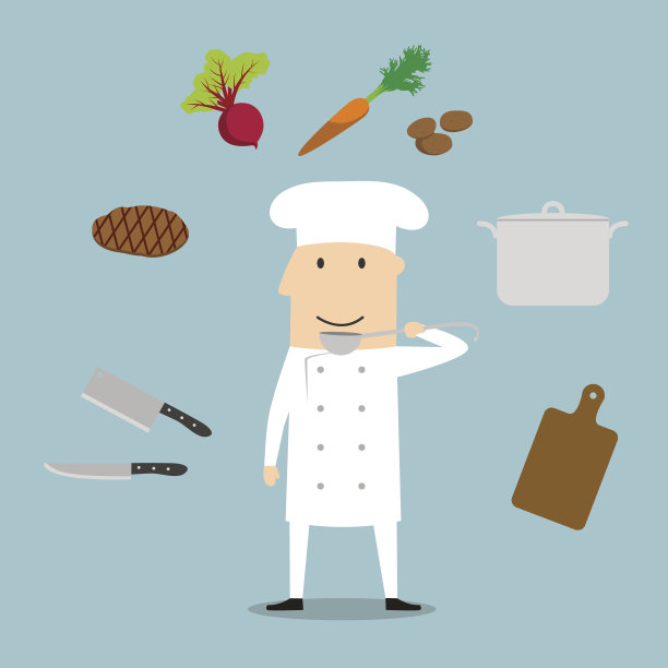厨师职业、器具、蔬菜素材图片