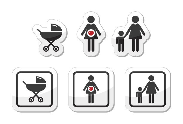 婴儿图标集-婴儿车，怀孕，母亲图片下载