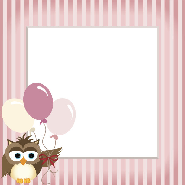 一只抱着粉色气球的猫头鹰图片下载