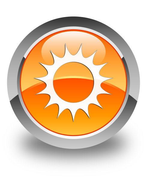 太阳图标亮橙色圆形按钮图片下载