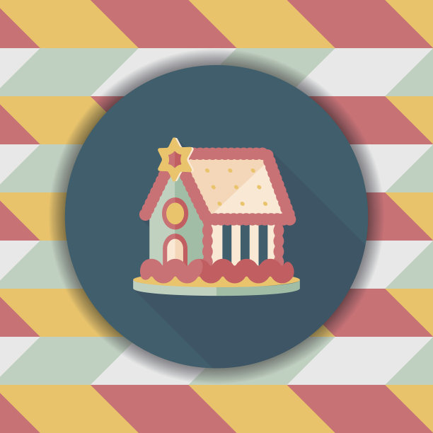 姜饼屋的图标与长影子，eps10图片下载