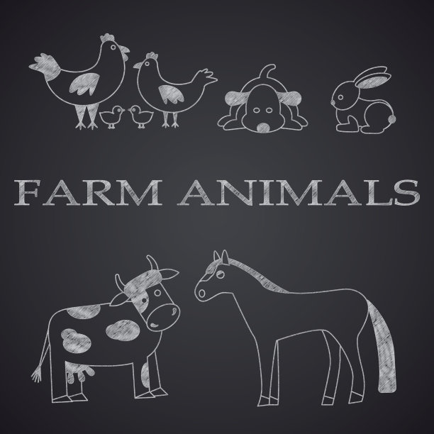 农场动物在黑板上画画。第1部分图片下载