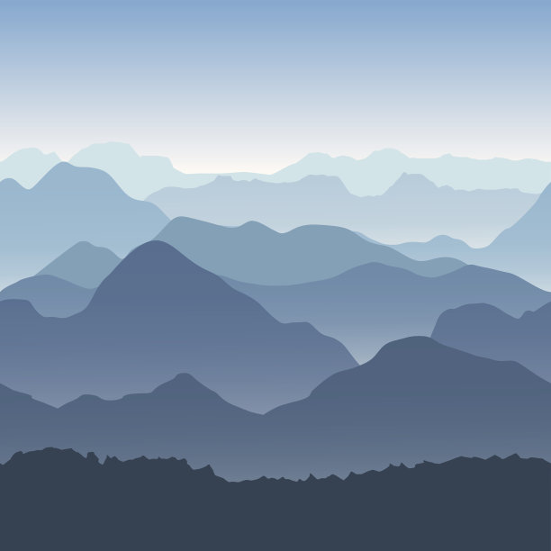 雾中的蓝山。无缝的背景。图片下载