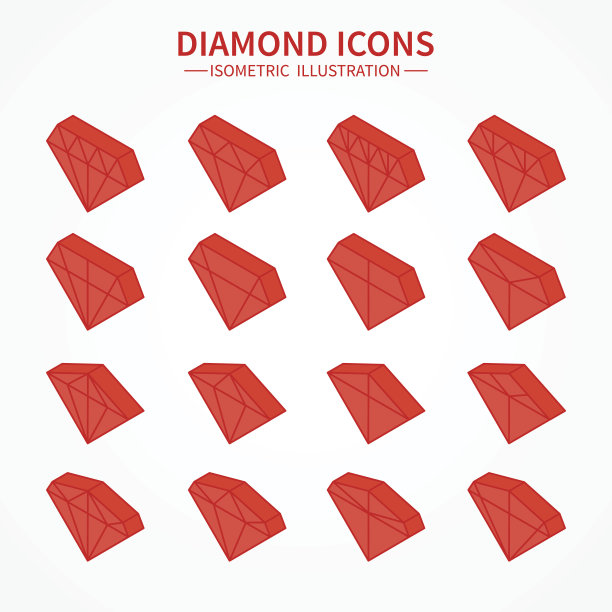 一套钻石网图标，符号，标志在等距风格。图片下载