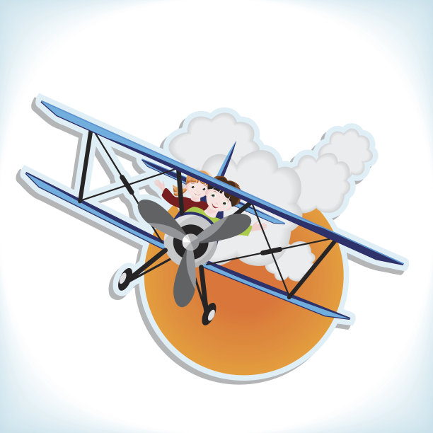 孩子们在双翼飞机上图片下载