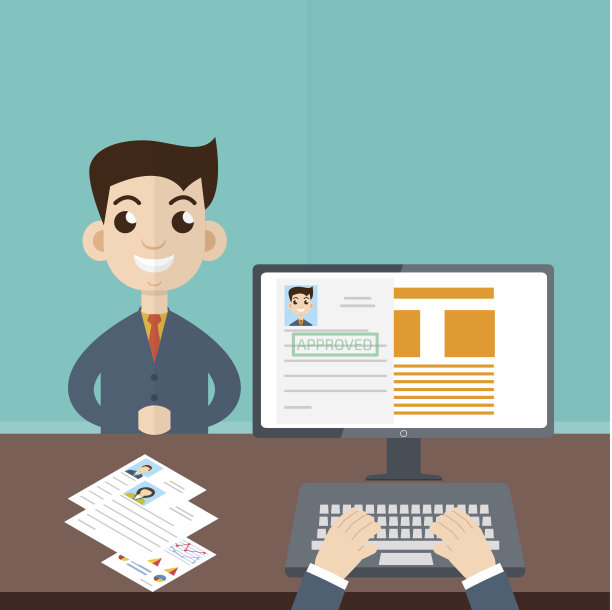 采访一个商人向量。就业、招聘的概念素材图片