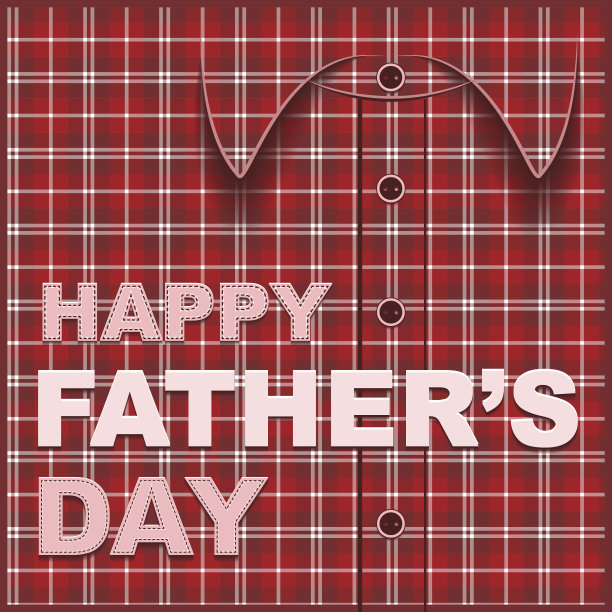 父亲节贺卡模板。格子衬衫图片下载