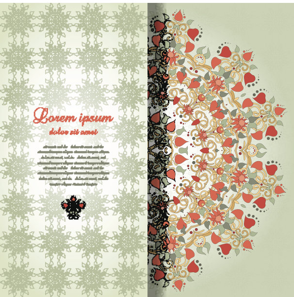 矢量卡与圆形花卉图案图片下载