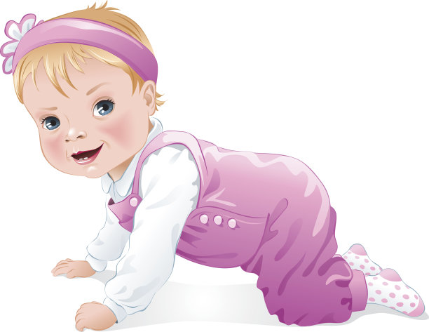 小女孩微笑着爬着图片下载