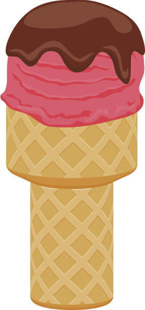 粉红色的冰淇淋加巧克力糖浆图片下载