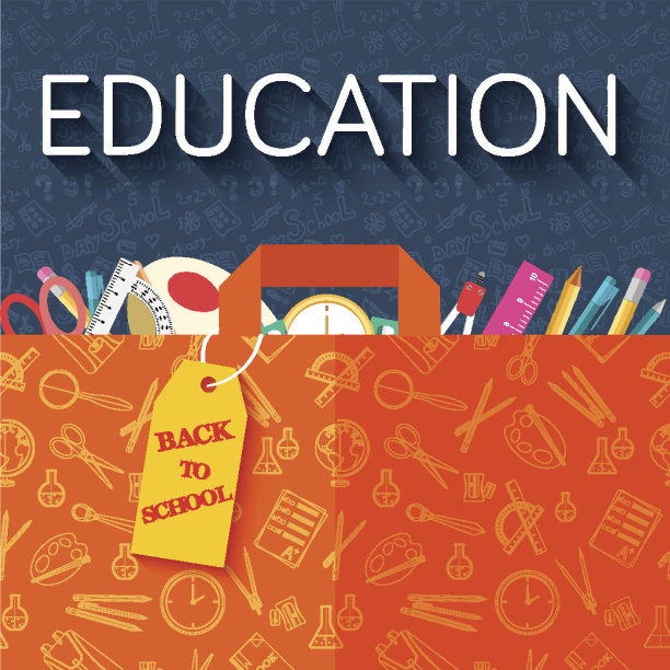 回到学校背景的扁平图标钱包在商店图片下载