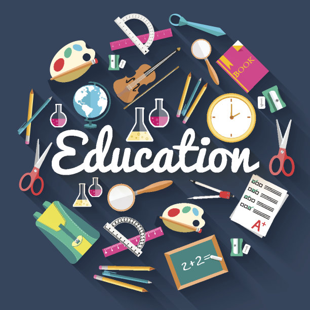 回到学校圆平面图标的概念。矢量插图设计图片下载