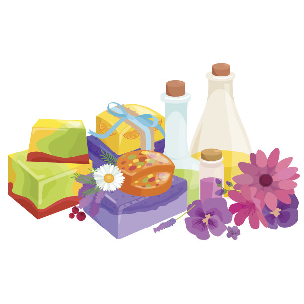 天然手工肥皂和橄榄矢量插图图片下载