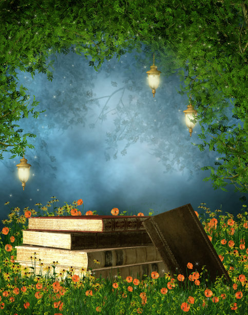 草地上的书图片下载