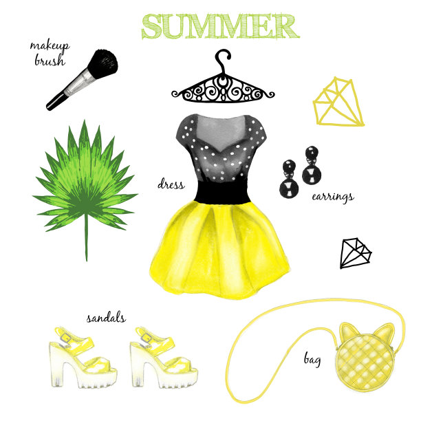 时尚插图装图片下载