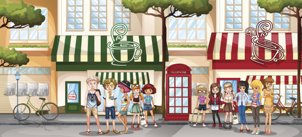 人们在路边商店闲逛图片下载