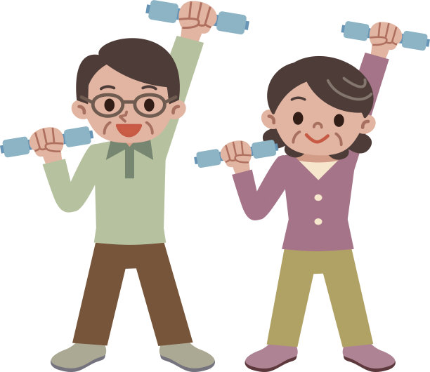 老夫妇在做哑铃练习图片下载