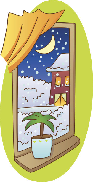 冬天晚上窗口图片下载