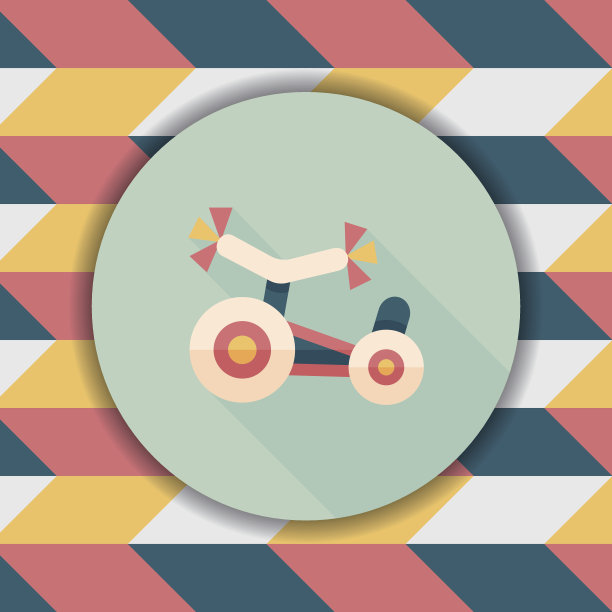 儿童三轮车平面图标与长影子，eps10图片下载