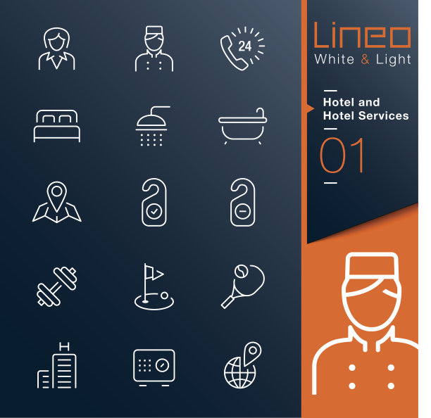 Lineo白色光感 - 酒店服务轮廓图标图片下载