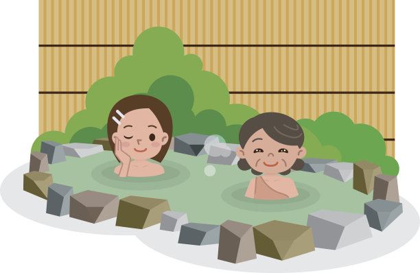 妇女进入温泉图片下载