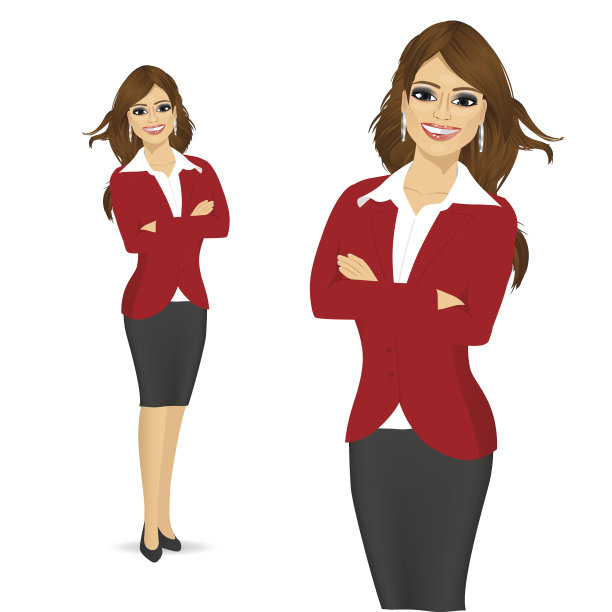 双手交叉站立的美丽女人图片下载