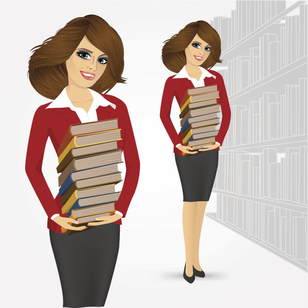 图书管理员手里拿着一堆书图片下载