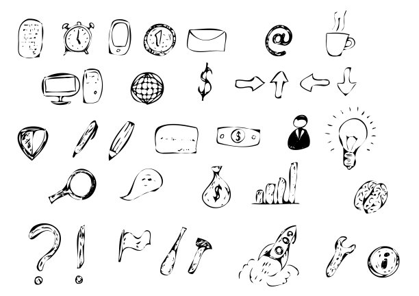 一套商业图标在笔画图片下载