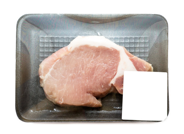 生猪腰肉在包装托盘与价格标签图片下载