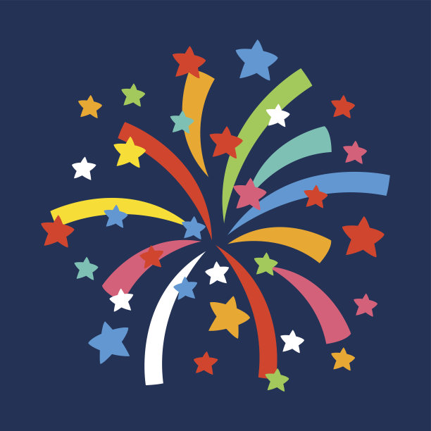 烟花形状多彩的节日矢量图标素材图片