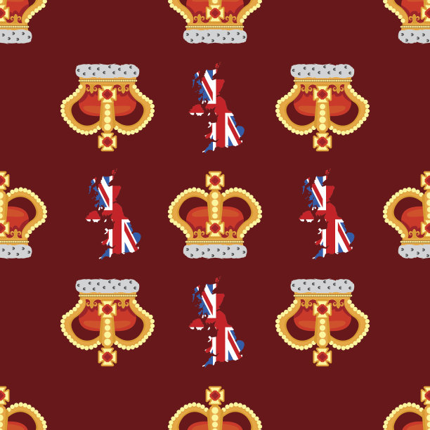 无缝模式与皇冠君主高贵的勃艮第背景。图片下载