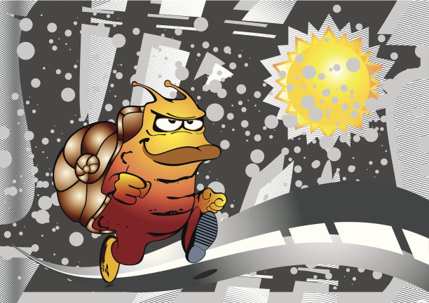 在抽象背景下运行的很酷的蜗牛卡通图片下载