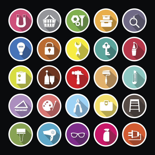 DIY平面图标与长阴影图片下载