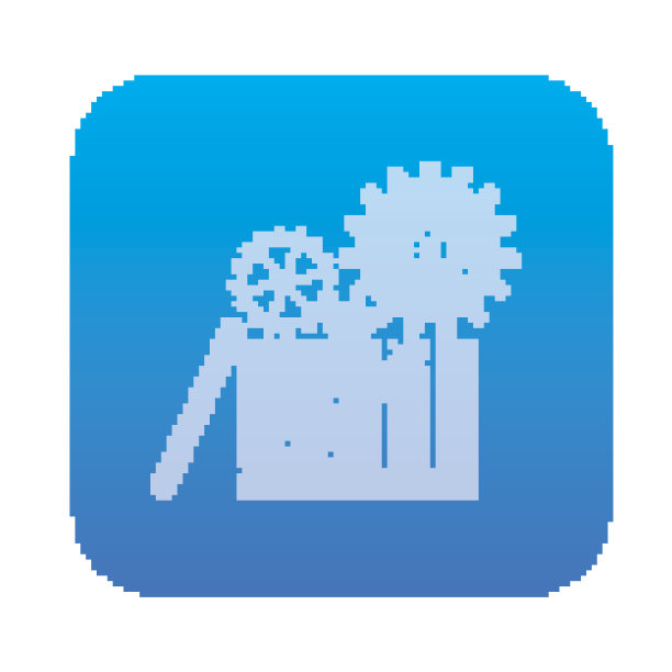 齿轮图标上的蓝色按钮，矢量图片下载