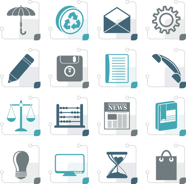 程式化的商业和办公室的互联网图标图片下载