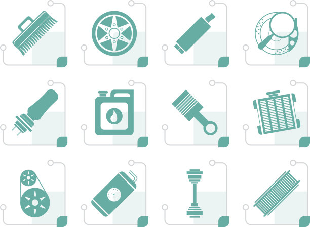 程式化的现实汽车部件和服务图标图片下载
